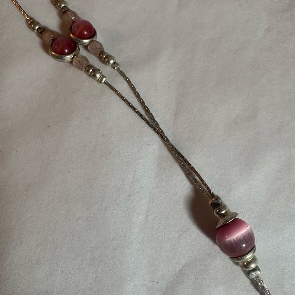 Elegant Pink Beaded Necklace and Earring Set